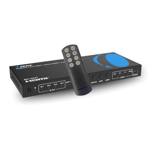 OREI 8K 4-Port HDMI Switch, HDMI Audio, 3.5mm, Optical, Dolby Atmos, DTS:X