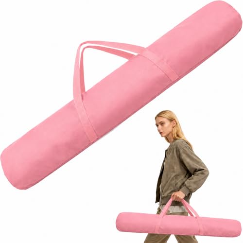 34-Inch Mahjong Mat Bag, Heavy-Duty Canvas Carrying Bag with Center Dual Handles & Smooth Zipper, Fits Mahjong Mat, Racks & Tiles, All-in-One Travel Storage Bag - color: Pink