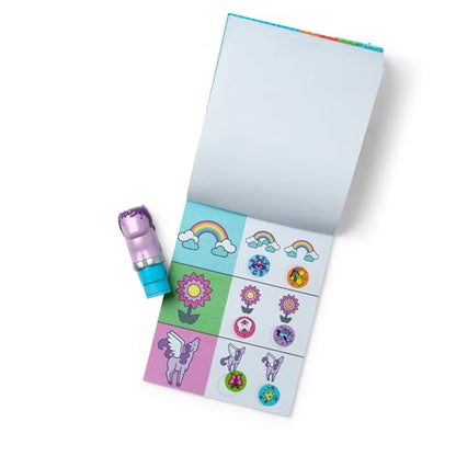 Melissa & Doug Sticker Wow!™ 24-Page Activity Pad and Sticker Stamper, 300 Stickers, Arts and Crafts Fidget Toy Collectible Character – Purple Unicorn - for Kids Ages 3+ - FSC Certified
