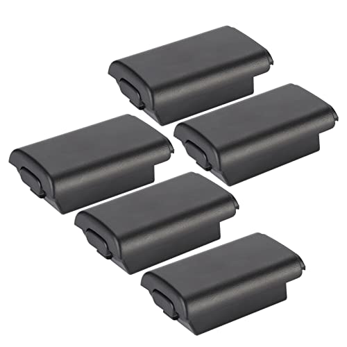 Brrnoo 5 PCS Battery Cover for Controller, Replacement Shell Case Kit with Anti Abrasion Material, Precise Appearance for Game Accessory (Black) - color: Black