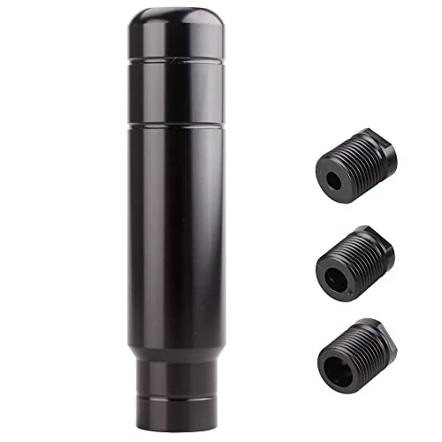 BARTOO Aluminum Alloy Heavy Weighted Shifter Knob, 5" Auto Gear Shift Knob, Car Gear Lever Stick Shifter Handle,with 3 Threaded Adapters M8 M10 M12,Fit Most Automatic Manual Vehicle (Black) - color: Black