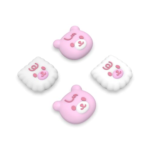 PlayVital Thumb Grip Caps for Xbox Series S/X, Xbox One, Elite Series 2 Controller, Cute Joystick Caps for ps5/EDGE/ps4, Thumbstick Cover for Switch 2 Pro/Switch Pro - Cute Bear, White & Pink - color: Cute Bear White & Pink