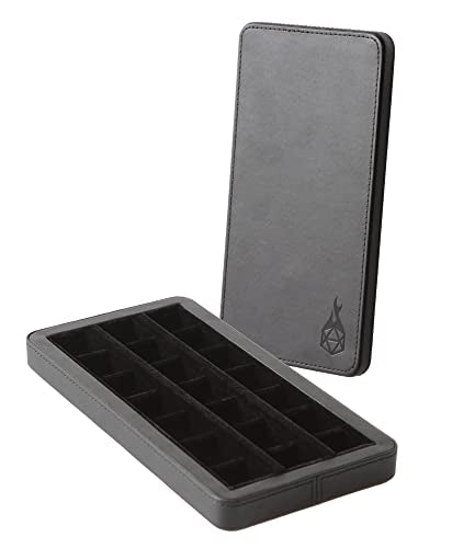Forged Dice Co. Reliquary Large Divided Dice Case with Dice Tray for Polyhedral Dice Sets - 21 Felt-Lined Chambers - Magnetic Lid Closure - Metal Dice Storage Box - Black - color: Black
