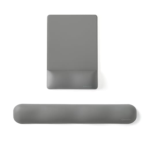 UnivoColors Design-Wave Set of Keyboad Wrist Rest & Mouce Pad,Artificial Sheepskin+Memory Foam+Ergonomic+Anti-Slip Gel, Resilience Support During Work and Gaming,Keyboard Accessory,Grey - color: Km_grey, style: Keyboard Wrist Rest & Mousepad Suit