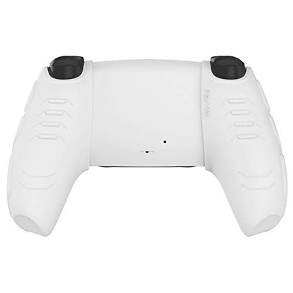 PlayVital Mecha Edition White Ergonomic Soft Controller Silicone Case Grips for PS5, Rubber Protector Skins with Thumbstick Caps for PS5 Controller - Compatible with Charging Station - color: White
