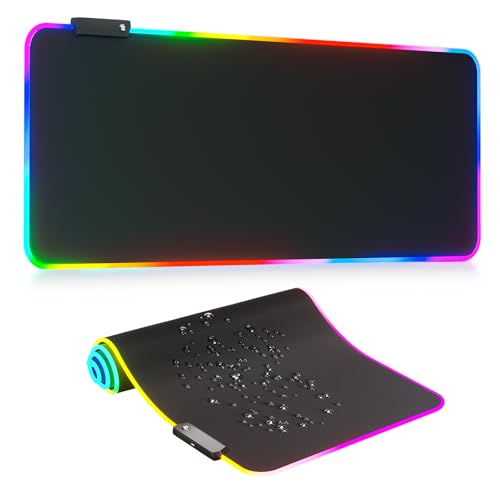 RGB 마우스패드 LED 마우스 패드, 대형 마우스 패드, LED 및 빅 마우스 매트 - color: 블랙.
