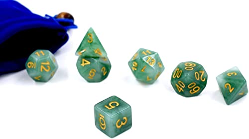 Polyhedral DND Dice Set Green Jade Dice Set for D&D Tabletop Games | Leather Storage Bag, Imitation Jade, DM Gift, for Dungeons and Dragons Role Playing Games - color: 7pcs Green Jade