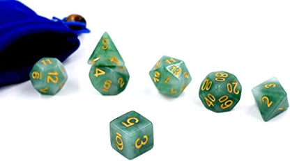 Polyhedral DND Dice Set Green Jade Dice Set for D&D Tabletop Games | Leather Storage Bag, Imitation Jade, DM Gift, for Dungeons and Dragons Role Playing Games - color: 7pcs Green Jade