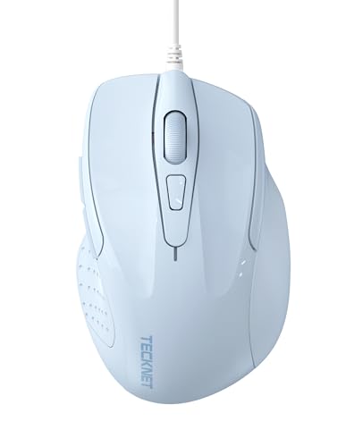 TECKNET Wired Mouse, 6-Button Corded with 4 Adjustable DPI, Optical Mouse with Ergonomic Design and 5FT Cord for Laptop, Chromebook, PC, Desktop, Mac, Notebook - LT.Blue - color: LT.Blue