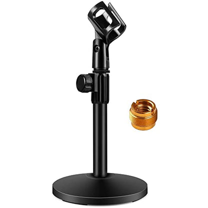 InnoGear Desktop Microphone Stand, 1 Pack Upgraded Adjustable Table Mic Stand with Mic Clip and 5/8" Male to 3/8" Female Screw for Blue Yeti Snowball Spark & Other Microphone