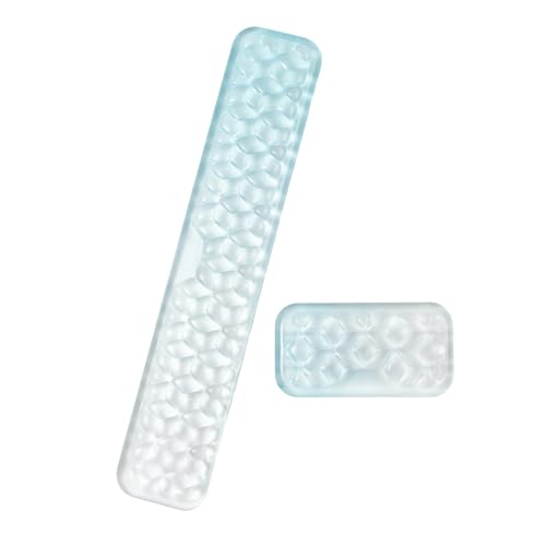 Gel Keyboard and Mouse Wrist Rest Set – Water Ripple Wrist Rest for Computer Keyboard 60%/68%/75%, Comfort & Support for Typing and Gaming (Blue Gradient) - color: Blue Gradient
