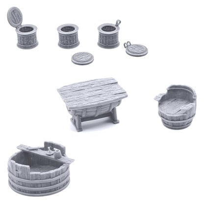 EnderToys City Furnishings by Printable Scenery, 3D Printed Tabletop RPG Scenery and Wargame Terrain 28mm Miniatures