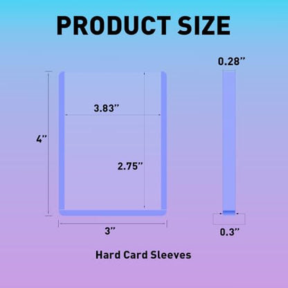 25 Pack 260pt 3"x4" Thick Card Sleeves Hard Plastic Protectors | Wide Top Opening, Rigid Plastic Construction, Compatible with Relic, Patch and Jersey Collectibles, Clear Display Shell ﻿ - size: 260PT 25ct Hard Sleeves