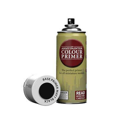 The Army Painter, Colour Primer Matt Black, 400 ml spray acrilico | Primer nero opaco per dipingere miniature Warhammer e Dungeons and Dragons - color: Matt Black