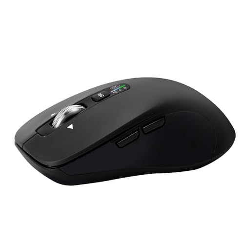 CITLLA Wireless Bluetooth Mouse (USB + BT1 + BT2), Full Size, 4-Way Scrolling, Multi-Device Silent Mouse for Computer, Laptop, iPad, MacBook (Black) - color: Black