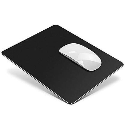 Metal Aluminum Mouse Pad, Office and Gaming Thin Hard Mouse Mat Double Sided Waterproof Fast and Accurate Control Mousepad for Laptop, Computer and PC,9.45 X 7.87 Inch,Black - color: Black, size: 9.45L x 7.87W inches