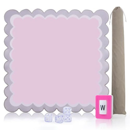 MMahjong Mat for Table 31.25"x31.25" - Anti-Slip American Mahjong Mat with Carrying Bag, Dice & Wind Indicator, Noise-Reducing Table Cover for Mahjong Poker Board Games, Pink - color: Pink