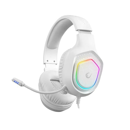 Rampage RM-K90 Wired Gaming Headset with Microphone – RGB Headphones with Mic, 50mm Drivers, Noise-Canceling for PC, PS4, PS5 & Laptop Gaming - color: White
