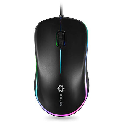 COOLERPLUS FC112 USB Optical Wired Computer Mouse with Easy Click for Office and Home, 1000DPI, Premium and Portable,Compatible with Windows PC, Laptop, Desktop, Notebook (Black)