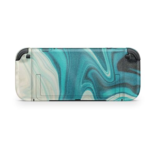 Glossy Glitter Gaming Skin Compatible with Nintendo Switch 2 Console Only - Aqua Swirl - Premium 3M Vinyl Protective Wrap Decal Cover - Easy to Apply | Crafted in The USA by MightySkins - color: Aqua Swirl, size: Switch 2 Console Skin Only, style: Glossy