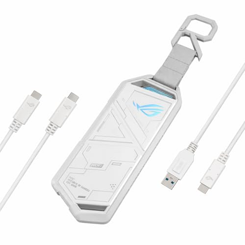 ASUS ROG Strix Arion White M.2 NVMe SSD Enclosure-USB3.2 Gen 2x1 Type-C (10Gbps), Dual USB-C to C & USB-C to A, Screwdriver-Free, Fits PCIe 2280/2260/2242/2230 M Key/B+M Key, 1 Year Warranty - size: White|up to 10Gbps, style: ROG Arion