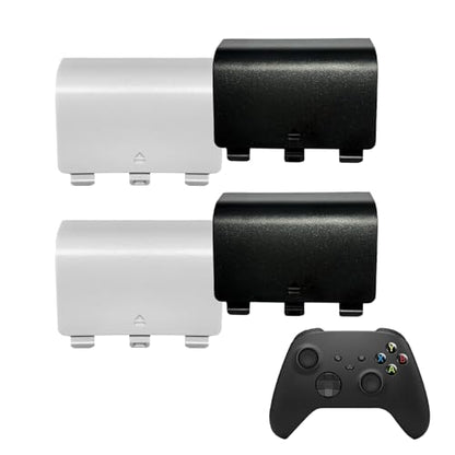 4 Pack Battery Back Cover for Xbox Series X/S Controller, Replacement Battery Back Shell Covers for Xbox Series S, Series X Controller[NOT for Xbox One,One X/S] (Black&White) - color: Black&White