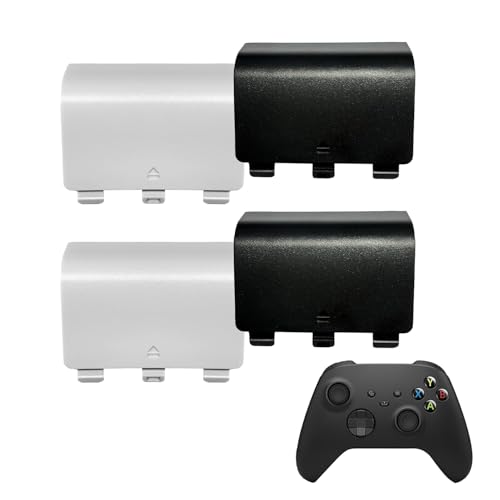 4 Pack Battery Back Cover for Xbox Series X/S Controller, Replacement Battery Back Shell Covers for Xbox Series S, Series X Controller[NOT for Xbox One,One X/S] (Black&White) - color: Black&White