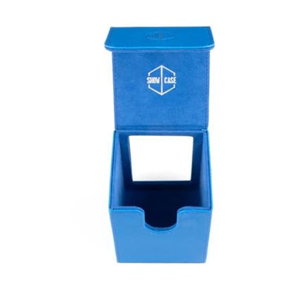 Showcase Deck Box with Display Window for Trading Card Games, Holds 100+ Double-Sleeved Cards, PU Leather, Magnetic Closure, Case for Magic MTG, Commander, Lorcana, TCG, CCG Blue - color: Blue