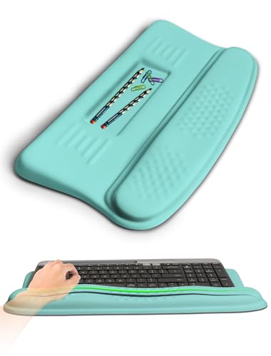 Ergonomic Wave Wrist Rest with Keyboard Stand, Cushioned Palm Rest, Comfortable Integrated Memory Foam for Natural Typing and Relieve Wrist Pain, Baby Blue - color: Baby Blue