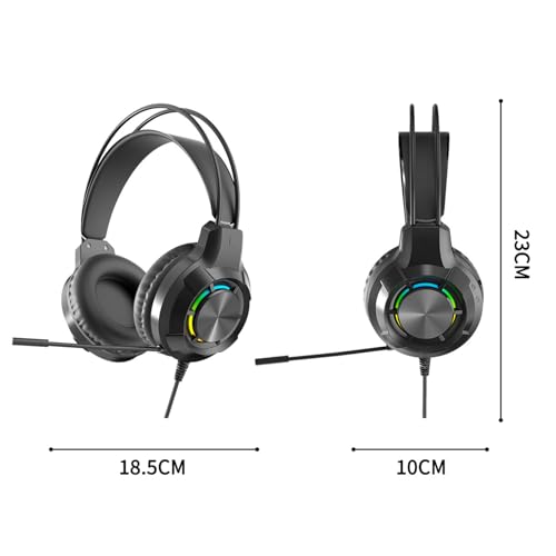 Wired Gaming Headphone with Mic for PC,Over-Ear Headset with LED Light Noise Canceling Microphone