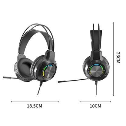 Wired Gaming Headphone with Mic for PC,Over-Ear Headset with LED Light Noise Canceling Microphone