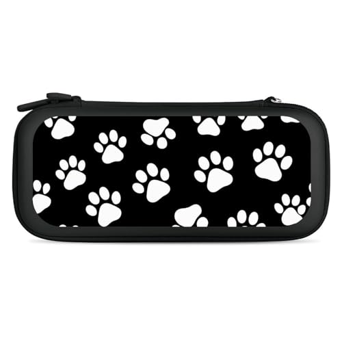 Carrying Case Protector Bag Compatible with Nintendo Switch, Black And White Dog Paw Print Hard Shell Game Console Organize Shockproof Pouch - color: Color(96)