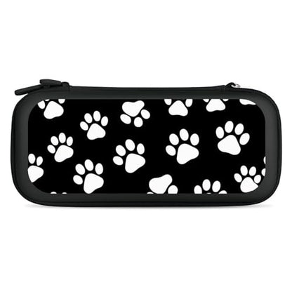Carrying Case Protector Bag Compatible with Nintendo Switch, Black And White Dog Paw Print Hard Shell Game Console Organize Shockproof Pouch - color: Color(96)
