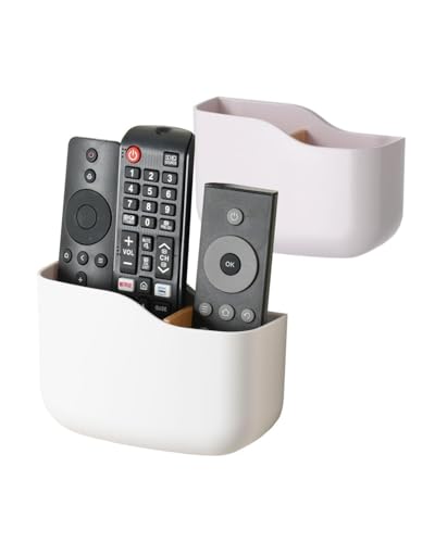 LINFIDITE 2 Pack TV Remote Holder Wall Mount Remote Control Holder for Bed Universal Bedside Wall Remote Holder Caddy Organizer Hole-Free Remote Control Holder (For 2 Or 3 Remote Controls–White - color: White, size: 2Pack