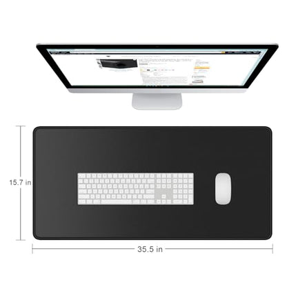 Dapesuom Large Gaming Mouse Pad, Extended Mouse Mat with Stitched Edges, Full Size Keyboard Pad with Non-Slip Base, Big XXL Computer Desk Mats for Gamer, Laptop, Office, 35.5 x 15.7in, Jet Black - color: Jet Black, size: 35.5L x 15.7W inches