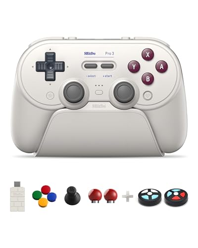 8Bitdo Pro 3 Bluetooth Controller (GB) - TMR Joysticks | For Switch/Switch 2, Windows/Apple/Android, Swappable ABXY Buttons, Pro Back Buttons, Hall Effect Triggers, Charging Dock - color: G Classic, size: Pro 3