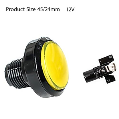 푸시 버튼 마이크로 스위치 46mm 원형 DC 12V LED 조명 아케이드 비디오 게임용 2개 옐로우 - color: 옐로우