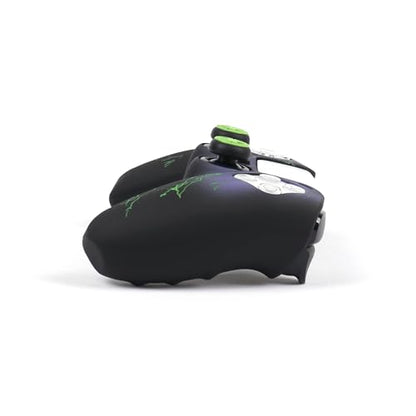 RALAN Lightning Controller Skin Silicone for PS5, Non-Slip Grip Cover Protector Compatible with PlayStation 5 Controllers with 2 Thumb Grip Caps - color: Black Green lightning