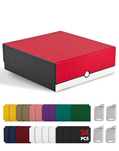 ZLCA Card Storage Box Holds 3200+, Deck Storage Case with 4 Stoppers, Card Organizer for TCG MTG PTCG(Red&White) - color: Red&White