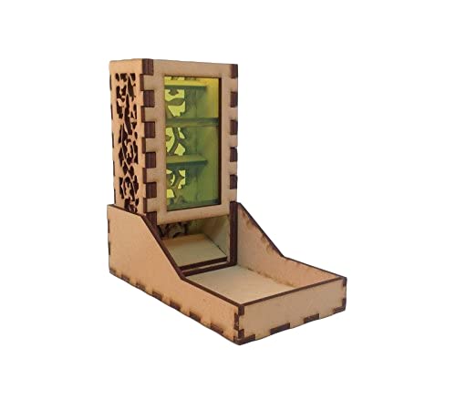 Mini Dice Tower and Tray v5 Neon Green Acrylic Window Laser Cut MDF Unique Gift