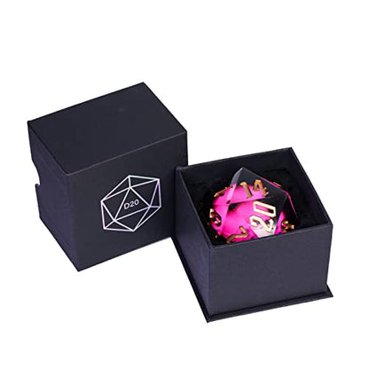Cusdie Large 55mm D20 Dice with Sharp Edges, Giant D&D 20 Sided Dice for RPG, Table Games (Pink Skull) - color: Pink Skull