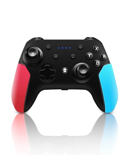 Wireless Switch Pro Controller for Nintendo Switch with Adjustable Turbo Function,Dual Vibration Function,Gyro 6-Axis and High Battery Life. Remote Gamepad Joystick for Switch Console, Red&Blue