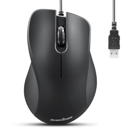 Perixx PERIMICE-221U Wired Ergonomic USB Mouse - 4.9 Ft Cable - Optical 1000 DPI Design - Black…… - style: Wired Black USB