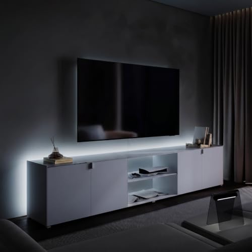 LED Backlight for TV Stand & Media Console, 26.2ft Tunable White LED Strip Lights (2700K-6500K), Dimmable with App & Remote, TV Bias Lighting, Standoff Mount Kit (4 Mounting Options) - color: Tunable White, size: TV Stand & TV Unit