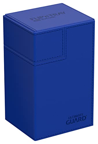 Ultimate Guard Flip'n'Tray 80+, Deck Case for 80 Double-Sleeved TCG Cards + Dice Tray, Blue, Independent Magnetic Closure & Microfiber Inner Lining - color: Blue, size: 80+