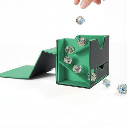 MTG Deck Box for Commander with Dice Tray - Card Deck Box Fits 100 Double-Sleeved Cards & 35PT Card Brick with Commander Display & Magnetic Holder for TCG/CCG Games(Black/Green) - color: Black Green