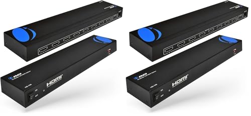 OREI 1080p 1x8 HDMI Splitter, 1 Port to 8 HDMI Display Duplicate/Mirror - Powered Splitter Ver 1.3 Certified for Full HD 1080P High-Resolution 3D Support (One Input to Eight Outputs) (Pack of 2) - size: 1x8 (Pack of 2)