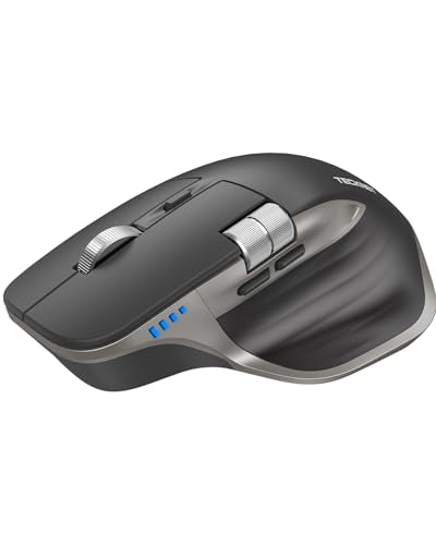 TECKNET Wireless Mouse, Bluetooth Mouse (BT5.3/5.0 & 2.4G) Rechargeable Ergonomic Optical Mouse with 6 Adjustable DPI, Side Scroll, Quiet Clicks, USB A Receiver, 7 Buttons, Wide Compatibility - Grey - color: Grey