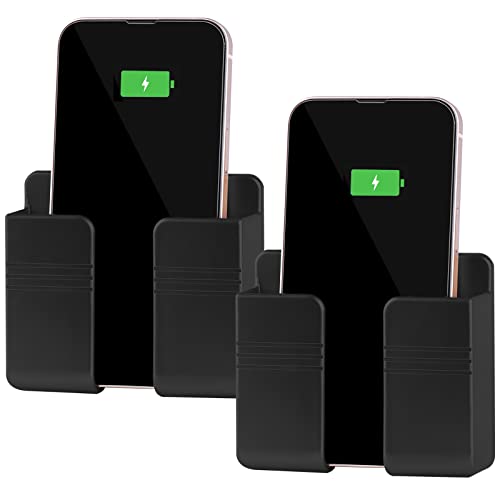 CEI&BPY 2Pcs Phone Holder Wall Mounted, Phone Stand with Self Adhesive. Phone Holder for RV Charging.Compatible with iPhone and Android (2Pack-Black) - color: Black, size: 2Pcs