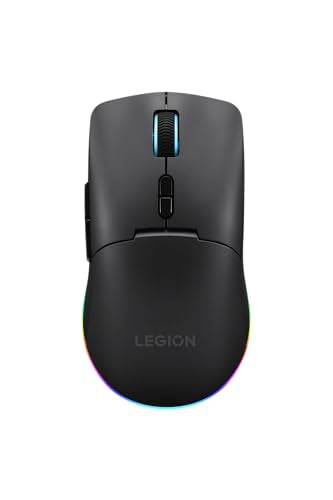 Lenovo Legion M220 Wireless RGB Gaming Mouse, Dual Channel Bluetooth, 2.4Ghz Wireless, USB-C Charging, 5-Level DPI Switch, Symmetrical Medium-Large Size, Black - color: Black, size: Large | Ambidextrous, style: M220